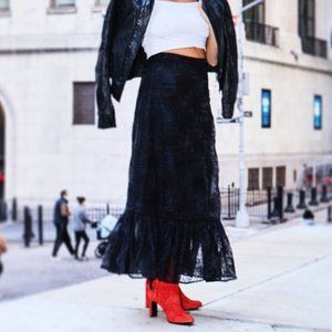 Sunflower Embroidered Maxi Skirt